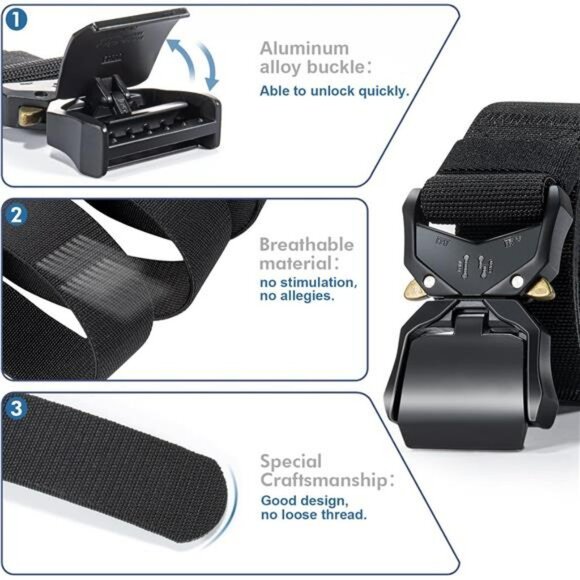 Tactical nylon belt men military hiking work belt heavy duty quick release buckl - Picture 2 of 6